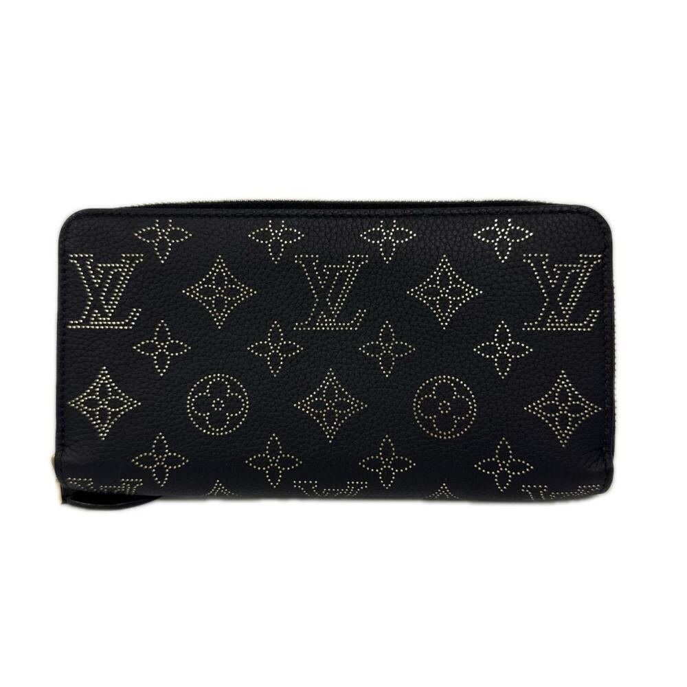 LOUIS VUITTON Mahina Zippy Wallet Noir M82645 Long Black Gold Calf Leather Wo...